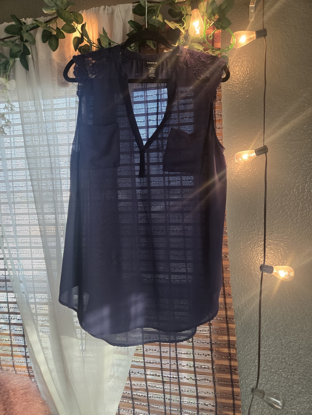 Torrid sheer navy blue top